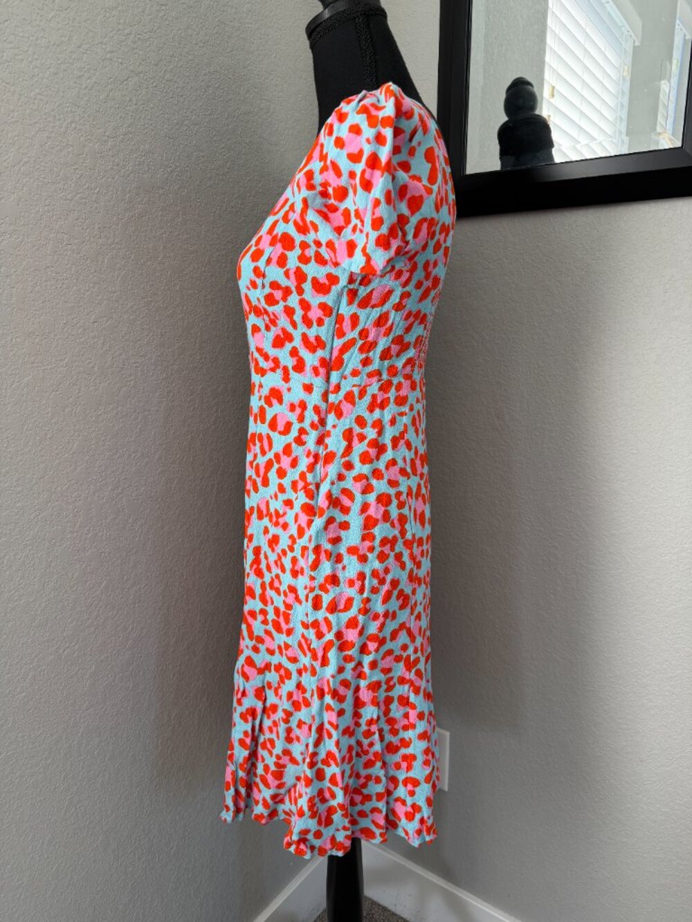 DVF DIANE VON FURSTENBERG Elena Blue Leopard Midi Dress 8 - Picture 6 of 12